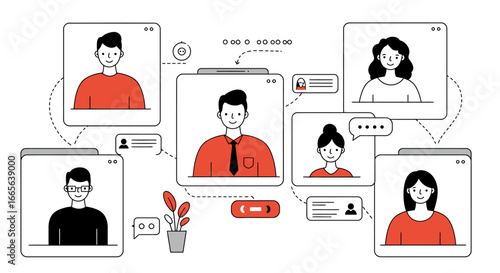 Group of People in Video Conference Call.