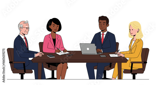 Diverse Business Team Meeting Around Conference Table.