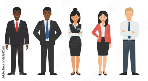 Diverse Group of Business Professionals in Formal Attire.