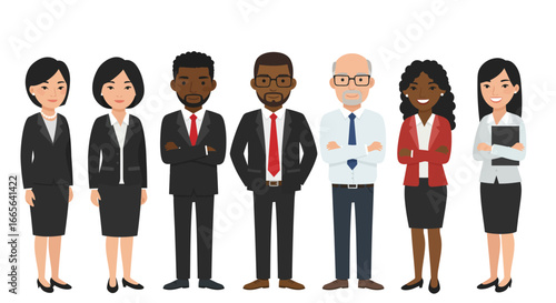 Diverse Group of Business Professionals in Formal Attire.