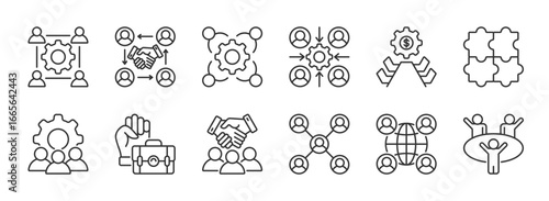 Stakeholder line editable icon set collection. Containing business, collaboration, teamwork, Management, investors, partners, employees, and more. Editable stroke. Vector illustration eps 10