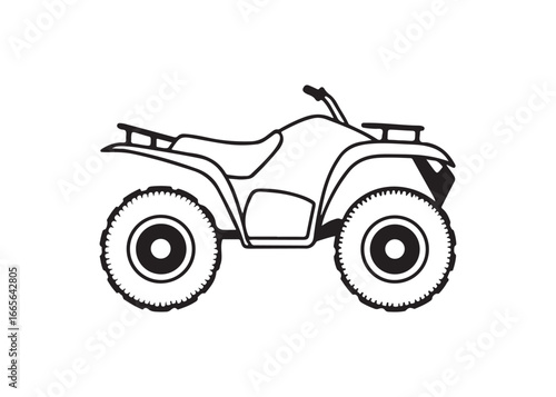 ATV Quad Bike Silhouette Vector Illustration Isolated on White Background.