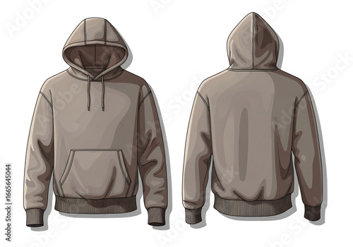Fashion Design, Hoodie Apparel, Urban Studio, Illustration, Contemporary Style, Front and Back View, Clothing Concept