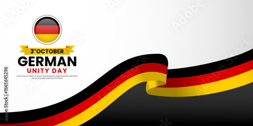 German unity day banner background 3 october design element with waving ribbon flag