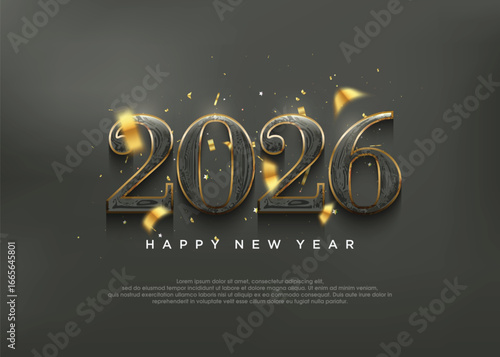 The gold number 2026 for the 2026 new year celebration is black gold. A very elegant design for calendar designs, posters and book covers for the 2026 New Year celebration.