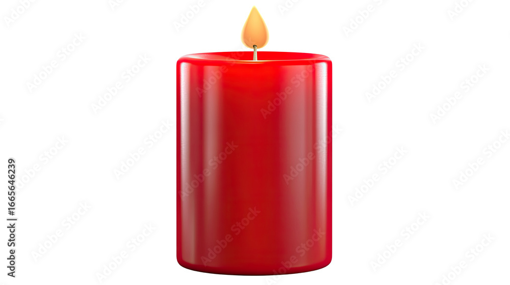 Obraz premium red burning candle 3d rendering on white background