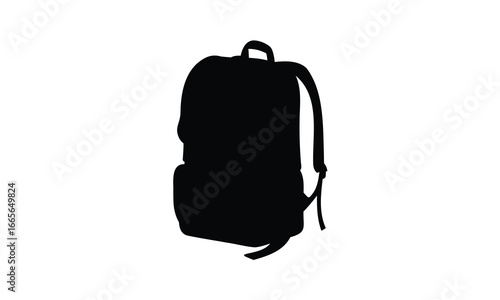 Backpack vector silhouette, Forestry backpack black silhouette vector illustration