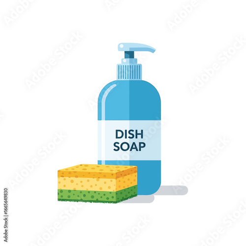 Dish Soap and Sponge for Cleaning Dishes
