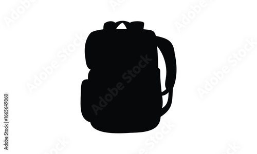 Backpack vector silhouette, Forestry backpack black silhouette vector illustration