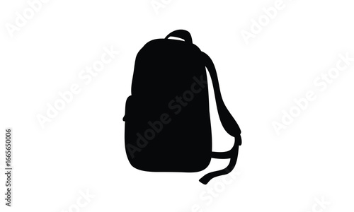 Backpack vector silhouette, Forestry backpack black silhouette vector illustration