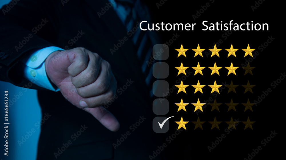 Αυτοκόλλητο Expressing dissatisfaction through a 1-star satisfaction rating on social media