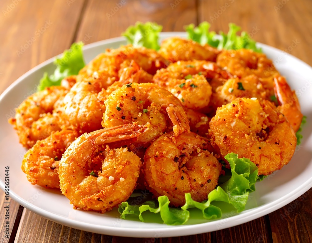 Crispy fried shrimp on a plate Crispy fried shrimp on a plate