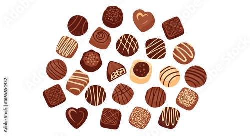 A delightful assortment of various chocolate candies arranged in a circular pattern for special occasions or gifts