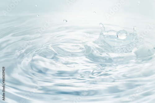 水面に落ちる水滴.