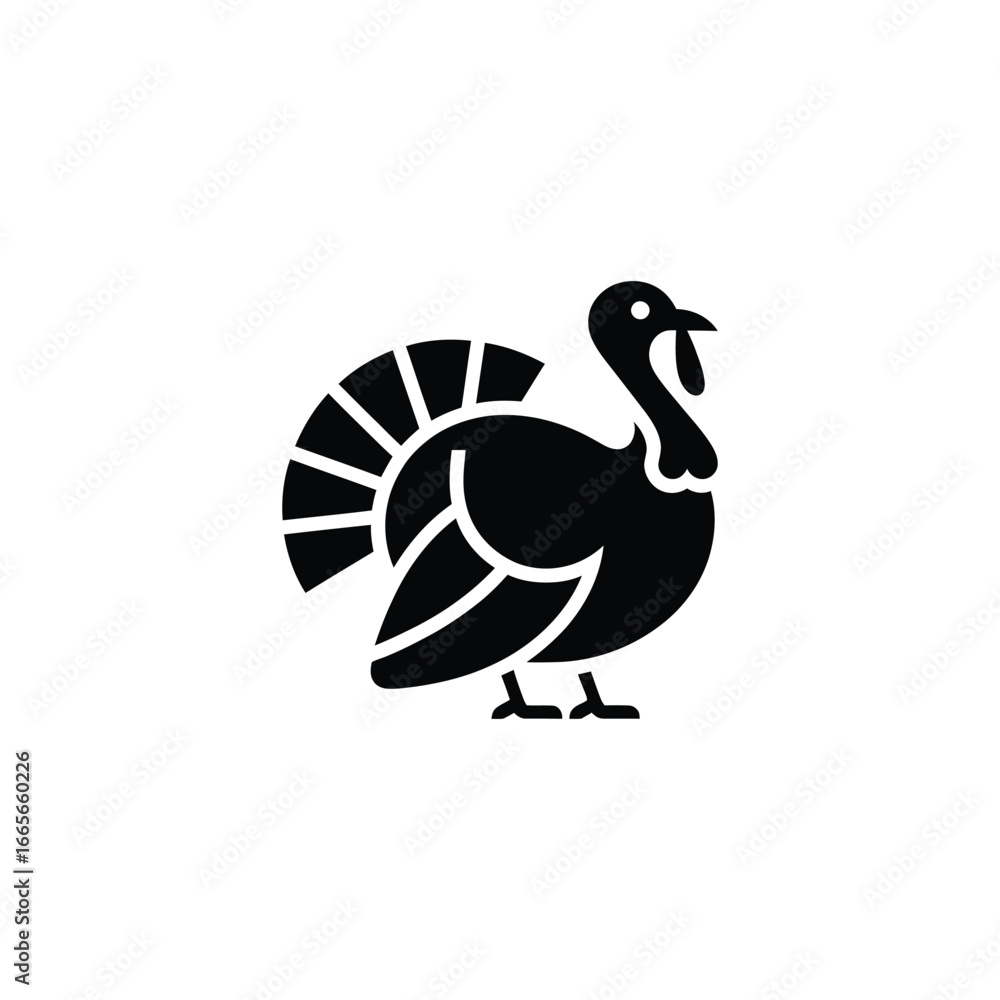 Obraz premium Isolated Black Turkey Symbol with Feathers and Feet on Transparent Background