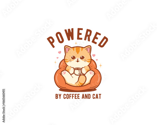 powered by coffee and cat illustration