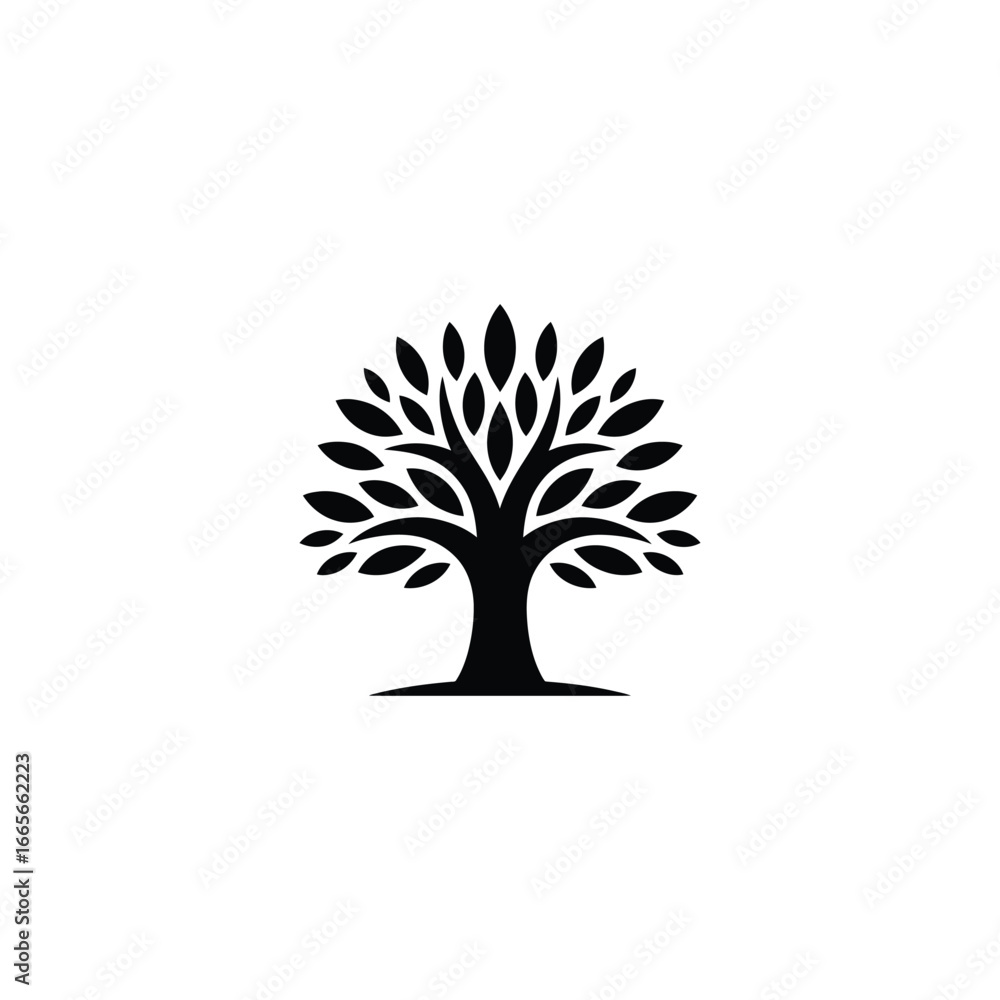 Naklejka premium Silhouette Tree with Leaves on Transparent Background for Design Elements
