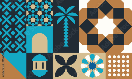 Eid Festival Mosaic Vector Illustration