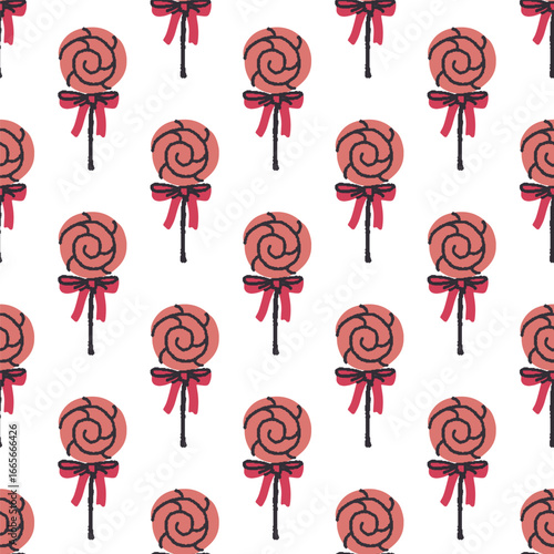 Pink Lollipop With Ribbon Pattern