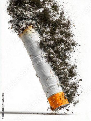 cigarette butt,Cigarette smoke on white background