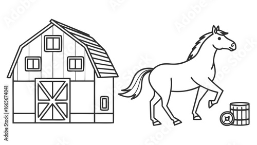 horse drawn by a horse