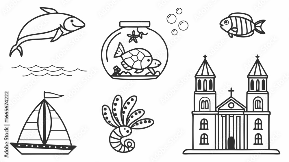 Fototapeta premium vector illustration of a set of landmarks