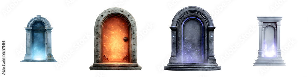 Fototapeta premium Fantasy Portal Collection Isolated on White
