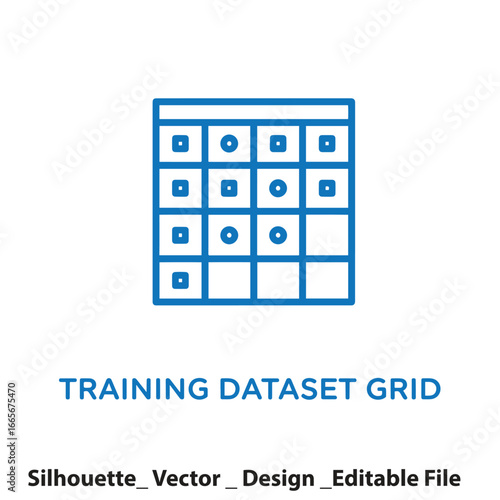 Vector art of training dataset grid for machine learning