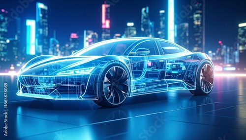 Futuristic Car Design concept made in graphics, Generated with AI.