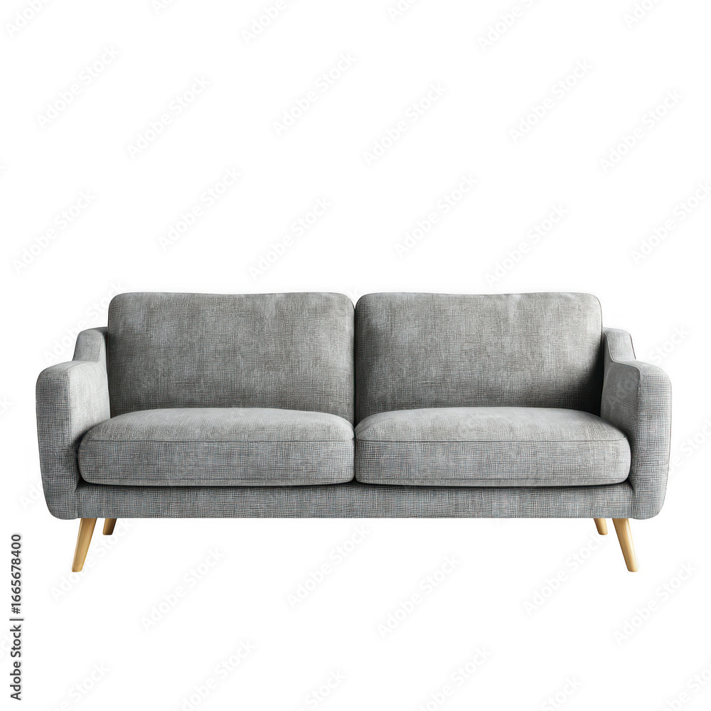 Fototapeta premium Modern grey sofa design on white background