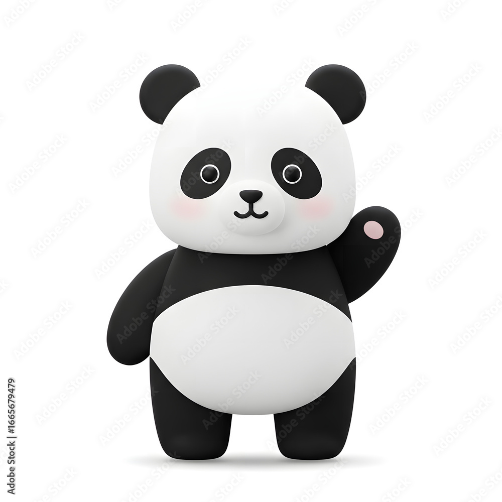 Fototapeta premium A funny baby panda bear character vector illustration with a cute smile eating bamboo
