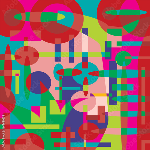 An abstract background vector design featuring various random shapes combined with harmonious color synergy for graphic resources.