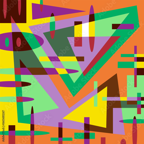 An abstract background vector design featuring various random shapes combined with harmonious color synergy for graphic resources.