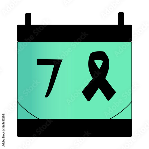 Calendar with Red Awareness Ribbon Highlighting September Seven