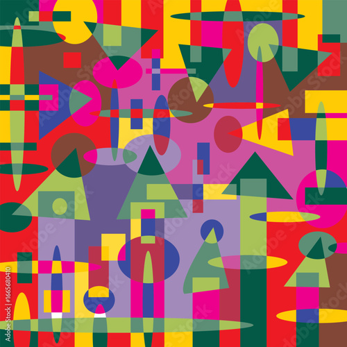 An abstract background vector design featuring various random shapes combined with harmonious color synergy for graphic resources.