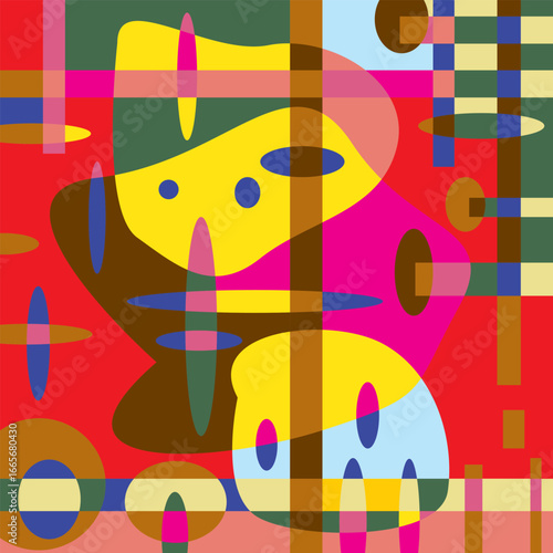 An abstract background vector design featuring various random shapes combined with harmonious color synergy for graphic resources.