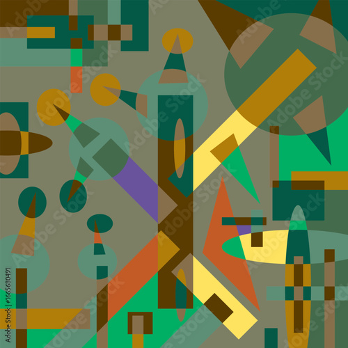 An abstract background vector design featuring various random shapes combined with harmonious color synergy for graphic resources.