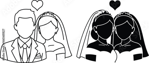 Wedding vector illustration for marriage and lgbtq celebrations editable