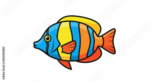 Cartoon tropical fish illustration vector art bright colors ocean life aquatic animal sea creature design 100