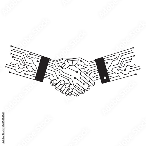 vector black and white circuit silhouette on a white background