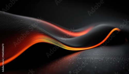 Abstract dark wave with glowing orange lines