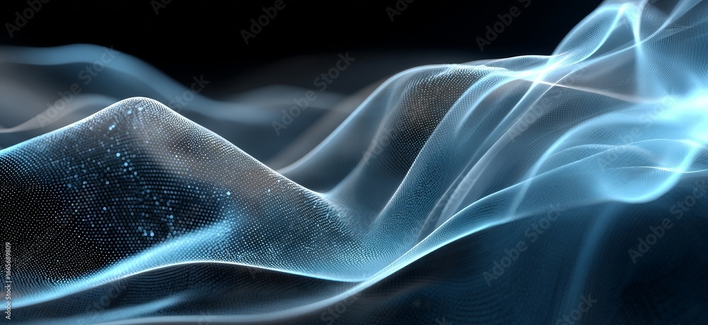 Obraz premium This image features abstract digital waves with glowing effects, showcasing modern and futuristic design elements in a sleek and dynamic manner.