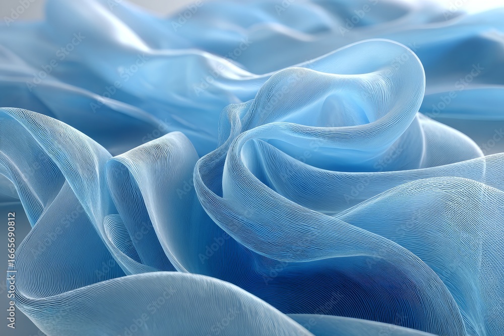 Obraz premium A close-up view of light blue fabric with smooth, flowing curves and a delicate texture.