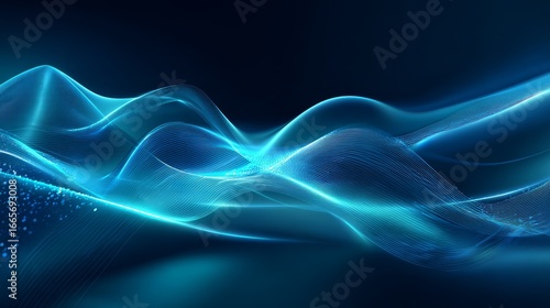 Wallpaper Mural A blue abstract background with wavy lines showcasing a futuristic and digital artistic style, full of modern and tech - related elements. Torontodigital.ca