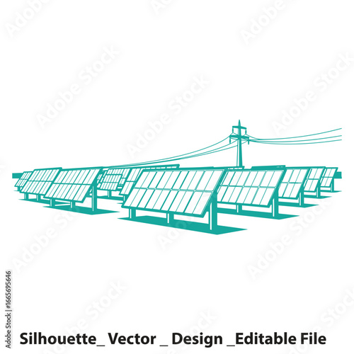 Vector art of solar panels farm for renewable energy