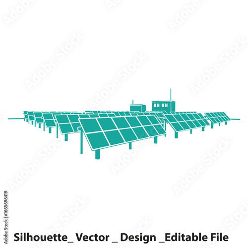 Vector art of solar panel farm vector illustration for design