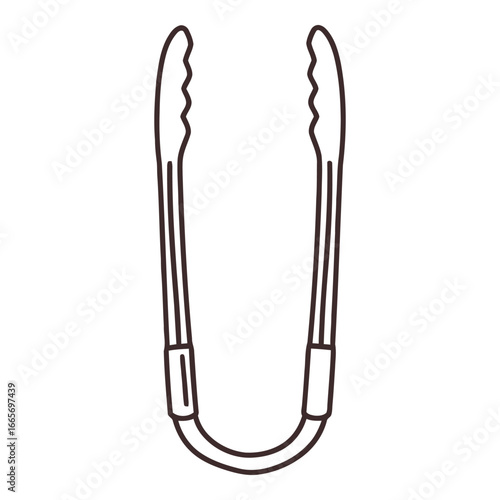 Kitchen Tongs Cooking Utensil Outline Icon Vector