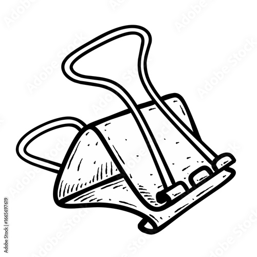 Sketch Binder clip isolated on white background