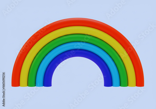 Rainbow Colorful 3D Render on White Background