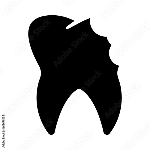 Tooth icon with dental cavity damage Vector illustration